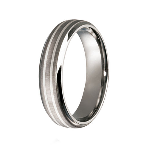Titanium & Silver Inlay Wedding Ring (6mm)
