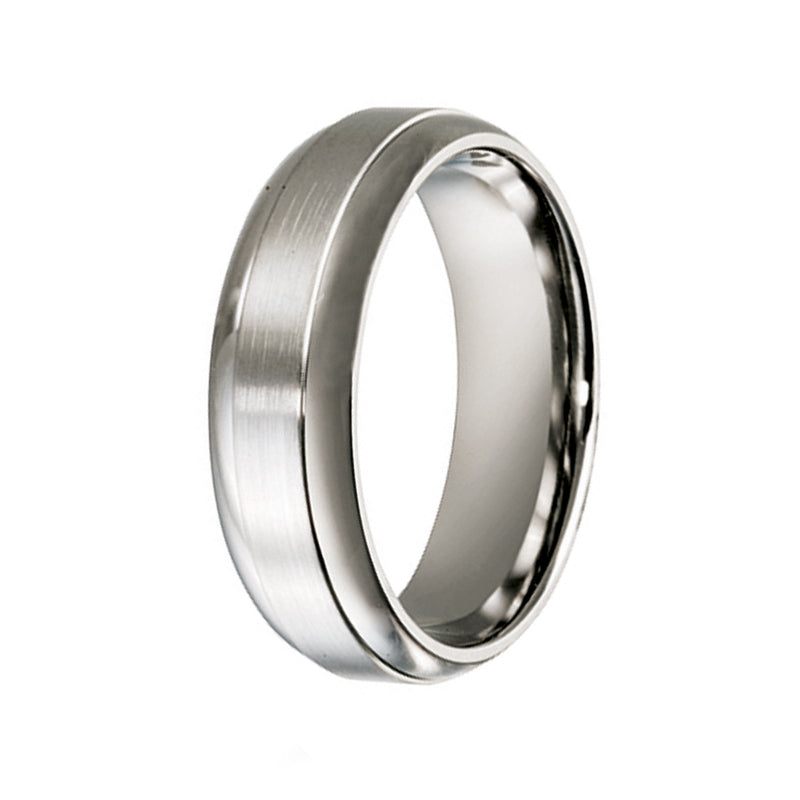 Titanium Brushed Centre & Polished Sides Wedding Ring (7mm)