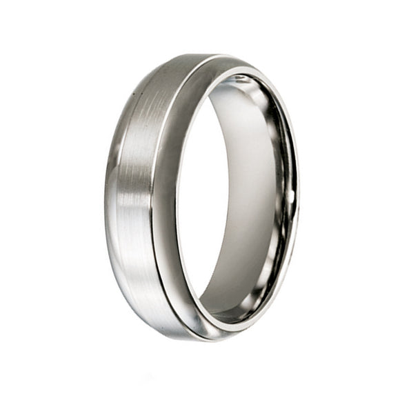 Titanium Brushed Centre & Polished Sides Wedding Ring (7mm)