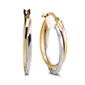 9ct Two Tone Yellow & White Gold Hoop Earrings 26mm