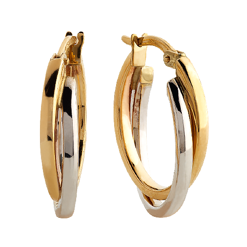 9ct Yellow and White Gold Fancy Hoop Earrings (23mm)