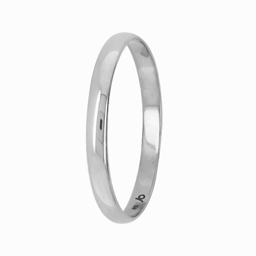 9ct White Gold Comfort Fit Wedding Band (2mm)