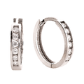 9ct White Gold Cubic Zirconia Channel Huggie Earrings