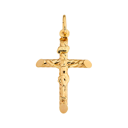 9ct Yellow Gold Rope Crucifix Pendant (33mm)