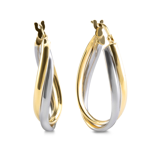9ct Yellow & White Gold Double Hoop Earrings (24mm)