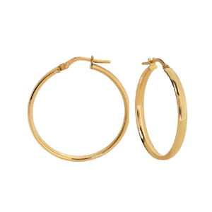 9ct Yellow Gold Oval Tube Round Hoop (25mm)