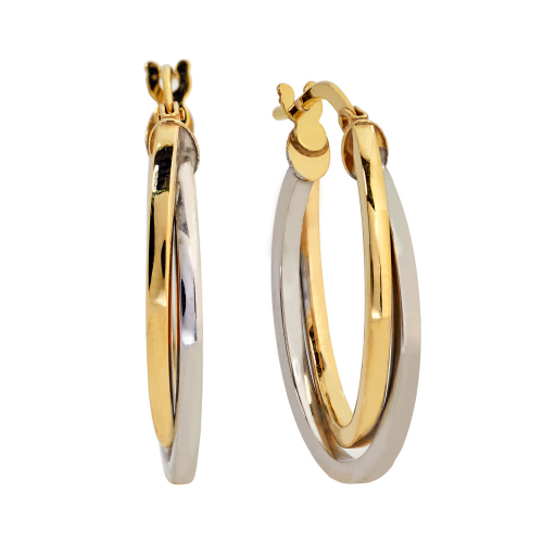 9ct Yellow & White Gold Hoop Earring (24mm)