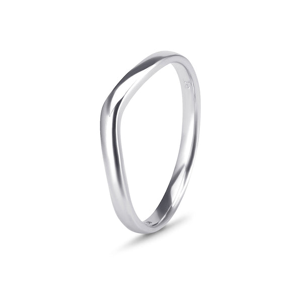 9ct White Gold Curved Side Band