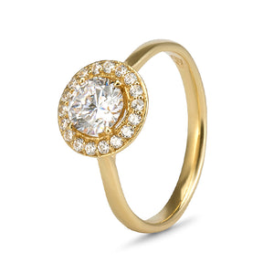 9ct Yellow Gold Cubic Zirconia Halo Ring (0.93ct)