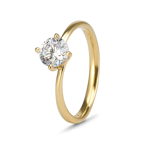 9ct Yellow Gold Cubic Zirconia 4 Claw Solitaire Ring (0.75ct)