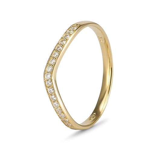 9ct Yellow Gold Cubic Zirconia Pave' Curved Band (0.15ct)