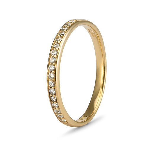 9ct Yellow Gold Cubic Zirconia Pave' Straight Side Band (0.17ct)