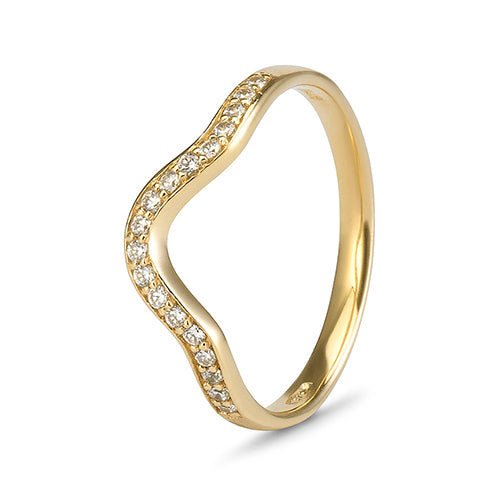 9ct Yellow Gold Cubic Zirconia Broad Pave' Side Band (0.15ct)