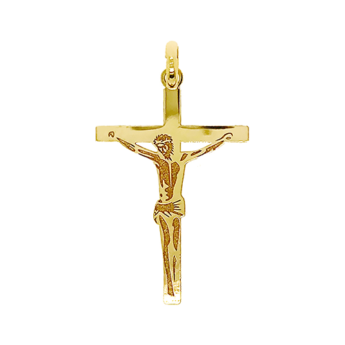 9ct Yellow Gold Crucifix Cross- Large Pendant (19.3x30.0mm)