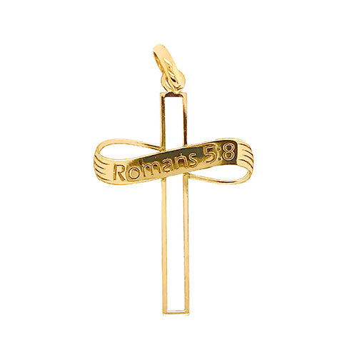 9ct Yellow Gold Infinity Cross Pendant (18.9x29.2mm)