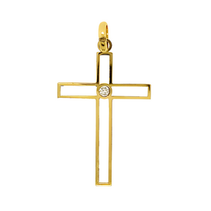 9ct Yellow Gold Cross With Diamond Accent Pendant (18.4x29.1mm)