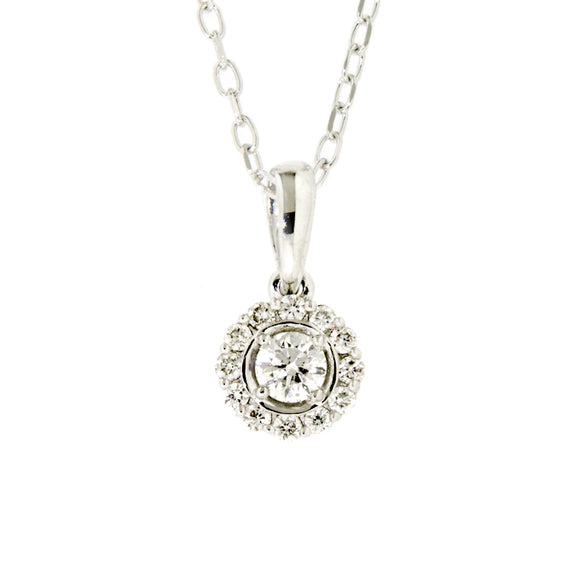 18ct White Gold Petals Diamond Pendant (0.24ct)