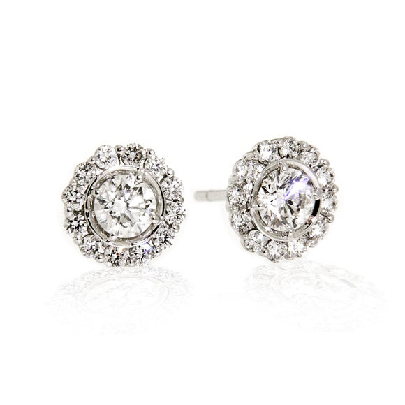 18ct White Gold Petals Diamond Stud Earrings (0.68ct)
