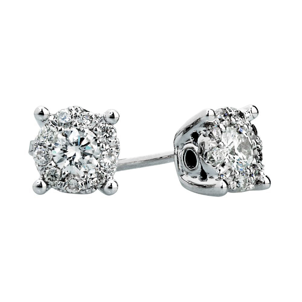 18ct White Gold Petals Diamond Stud Earrings – Harris D