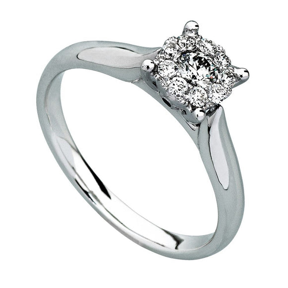 9ct White Gold Aura Illusion Set Diamond Ring (0.33ct)