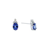 9ct White Gold Oval Tanzanite & Diamond Stud Earrings (T0.64ct;D0.16ct)