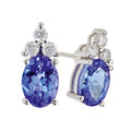 9ct White Gold Oval Tanzanite & Diamond Stud Earrings (T0.64ct;D0.16ct)