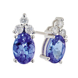 9ct White Gold Oval Tanzanite & Diamond Stud Earrings (T0.64ct;D0.16ct)