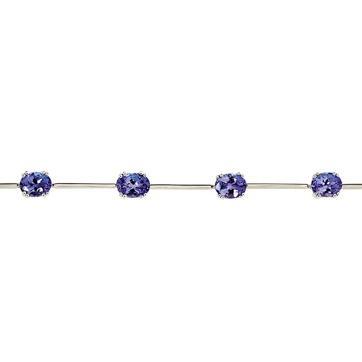 9ct White Gold Oval Tanzanite Bracelet (T4.00ct)