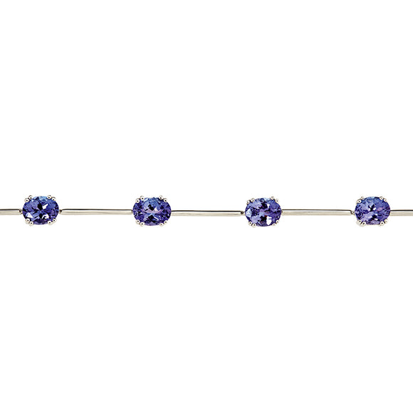 9ct White Gold Oval Tanzanite Bracelet (T4.00ct)