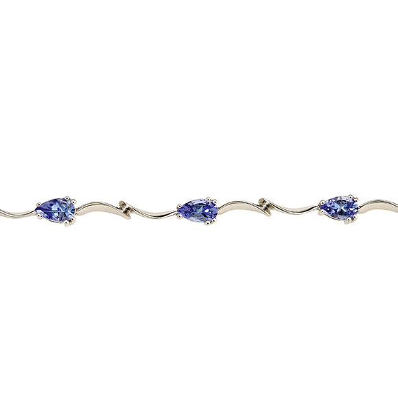 9ct White Gold Pear Tanzanite & Diamond Bracelet (T2.30ct)