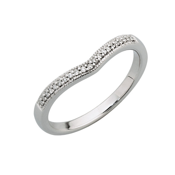 9ct White Gold Pave' Diamond Curved Ring