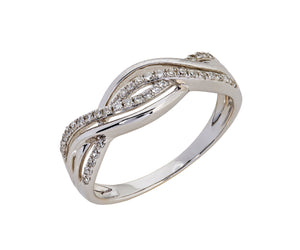 9ct White Gold Twisted Diamond Dress Ring (0.15ct)