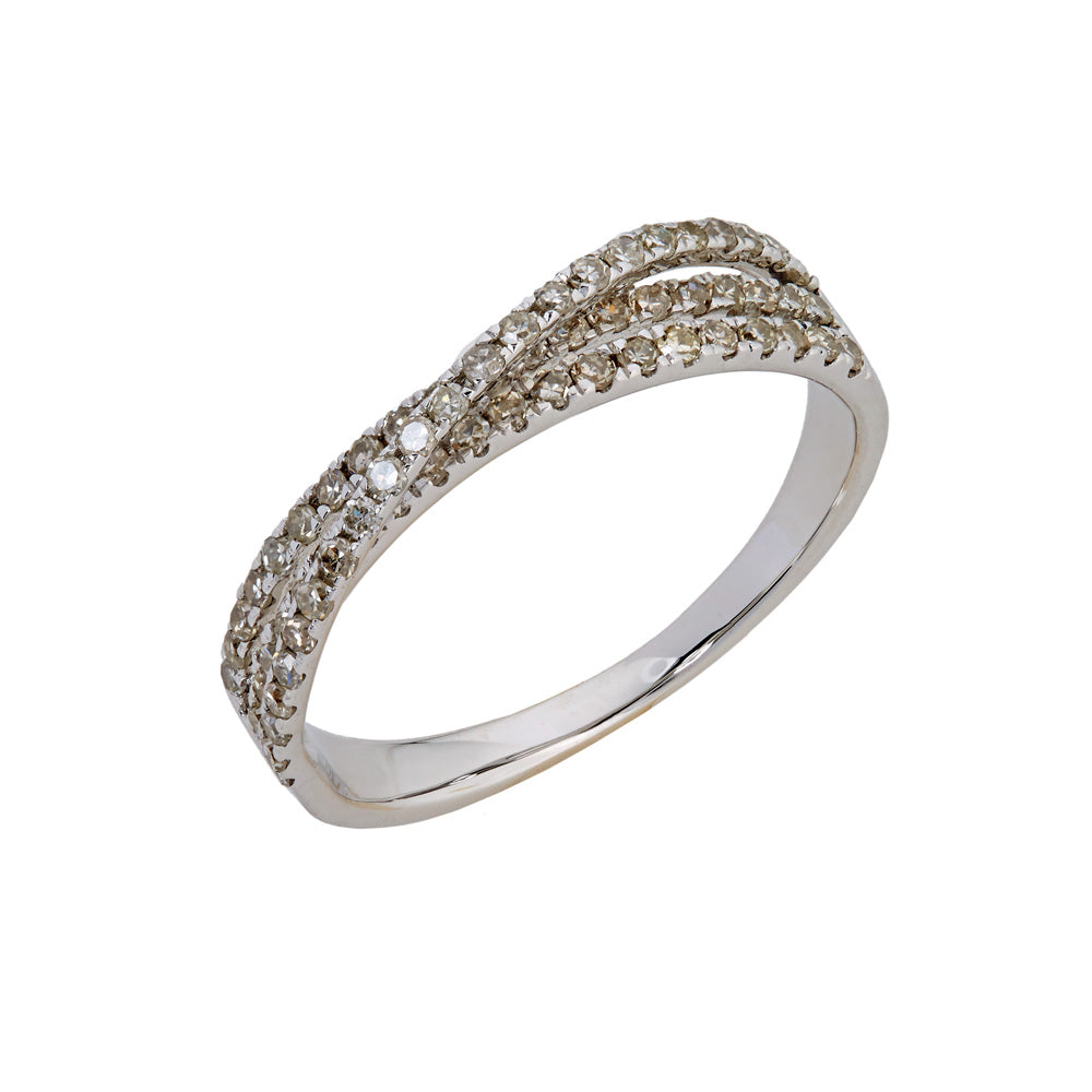 9ct White Gold Cross Over Channel Diamond Ring (0.47ct)