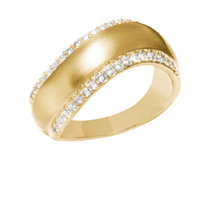9ct Yellow Gold Matt Diamond Channel Set Dress Ring (0.33ct)