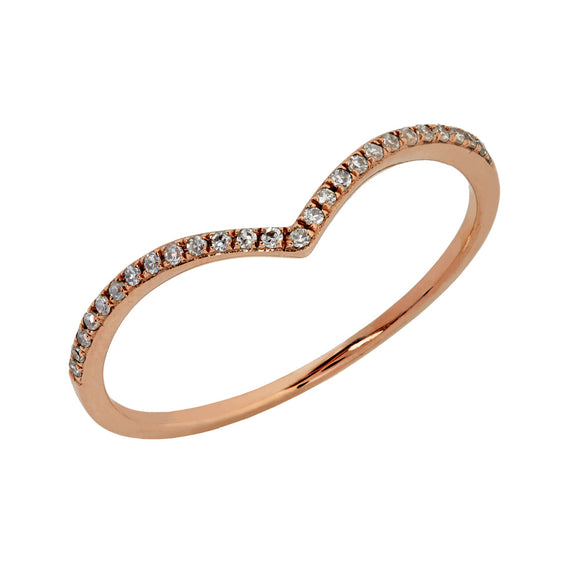 9ct Rose Gold Diamond Curved Ring (0.08ct)