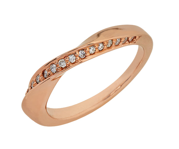 9ct Rose Gold Twist Eternity Diamond Ring (0.15ct)