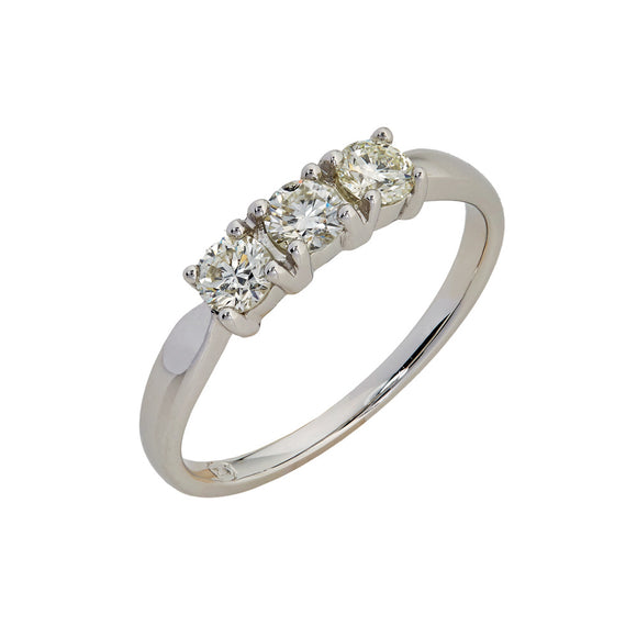 9ct White Gold 3 Stone Diamond Trilogy Ring
