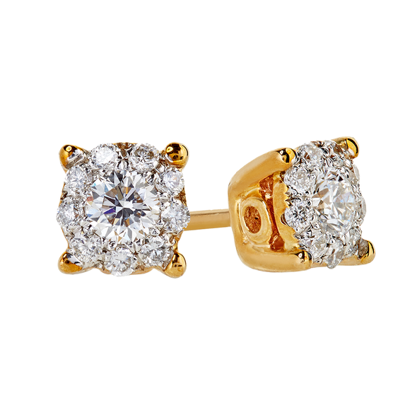 9ct Yellow Gold Aura Illusion Set Diamond Earring (0.30ct)