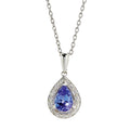 Pear Cut Tanzanite & Diamond Pendant - 9ct White Gold