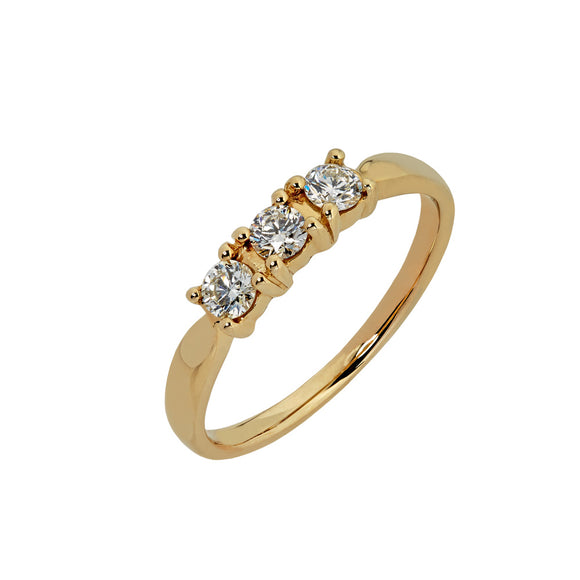 9ct Yellow Gold 3 Stone Diamond Trilogy Ring