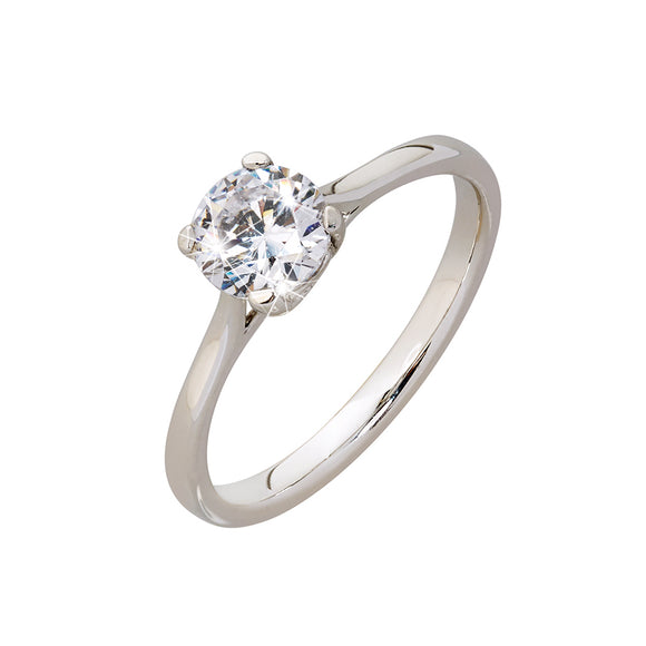 18ct White Gold Solitaire 4 Claw Diamond Ring