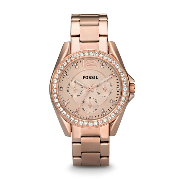 FOSSIL Riley Multifunction Rose-Tone Stainless Steel Watch
