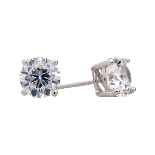 Silver Cubic Zirconia Stud Earrings (3mm-6mm)