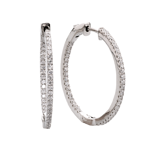 Silver Cubic Zirconia Eternity Hoops Earrings