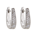 Silver Cubic Zirconia Pave' Huggie Earrings