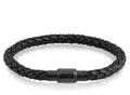ARZ Steel Black Steel Black Leather Bracelet