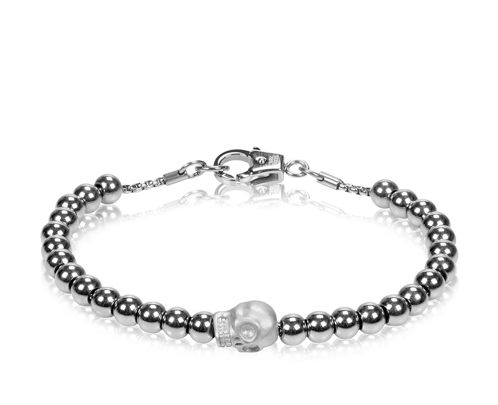 ARZ Steel Bead Skull Bracelet