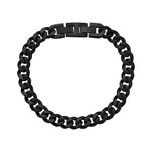 ARZ Steel 8mm Cuban Link Black Steel Bracelet