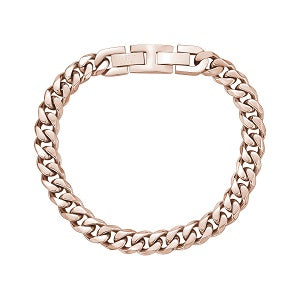 ARZ Steel 8mm Cuban Link Rose Gold Steel Bracelet