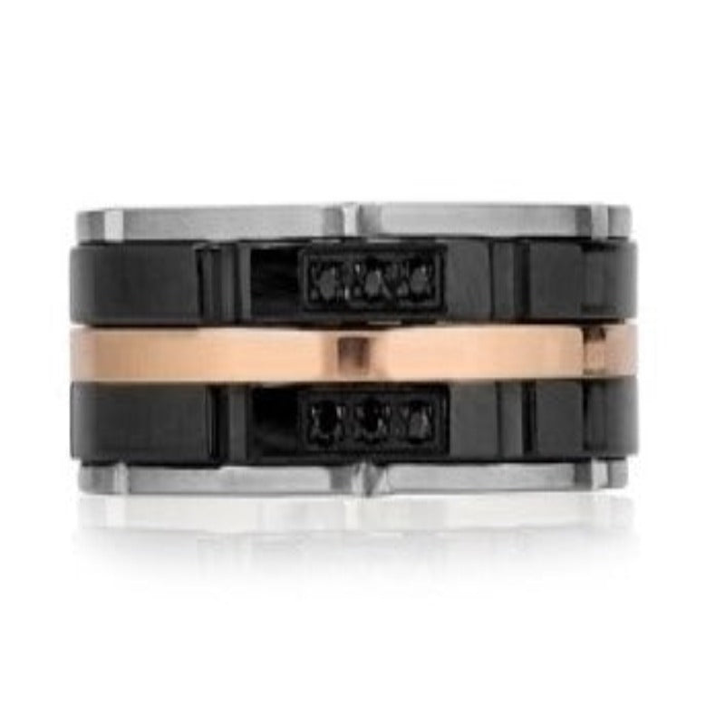 ARZ Steel Black Rose Ring